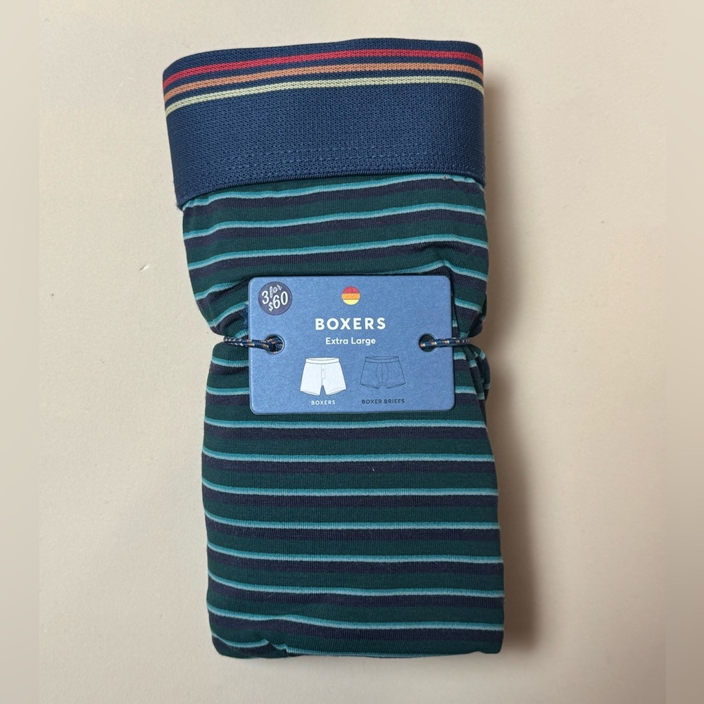 Marine Layer BOXER button green with blue, teal and navy Stripes S, M, L XL, XXL